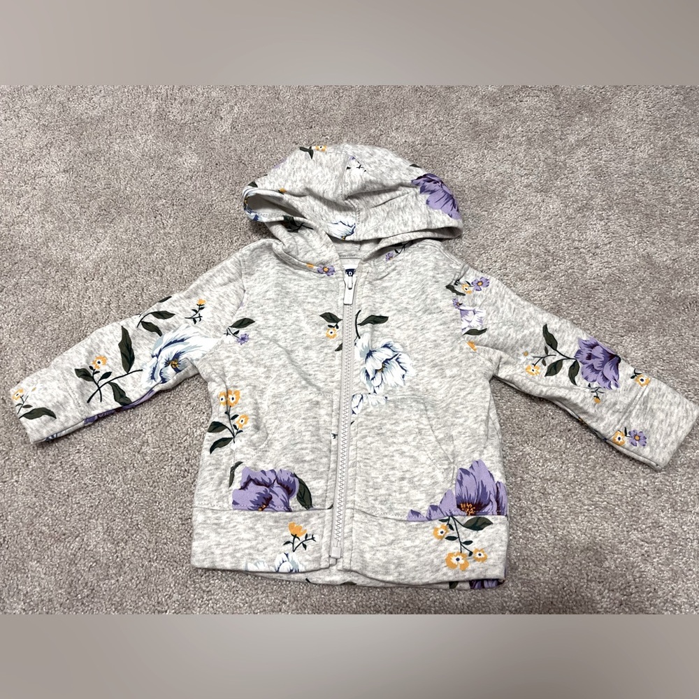 ⭐️ 5/$25 ⭐️ Old Navy Floral Hooded Zip Up 12-18M